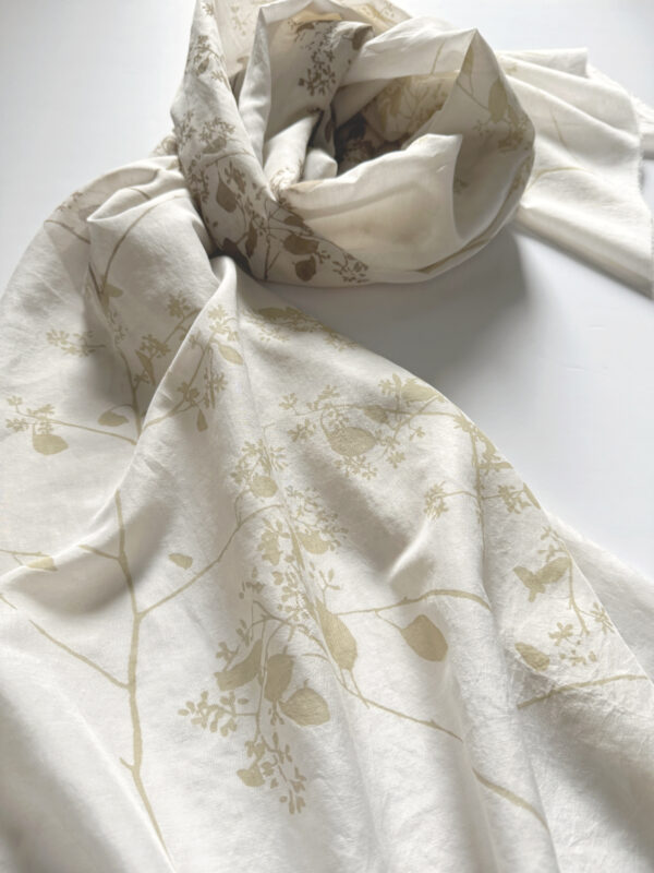 eucalyptus print on silk and cotton wrap