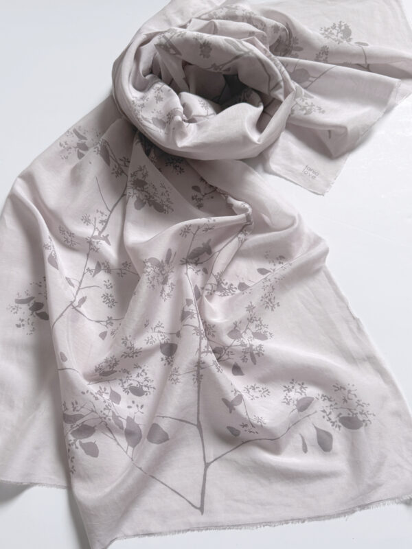 long breezy scarf with eucalyptus design