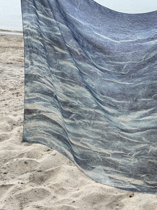 waves print on silk